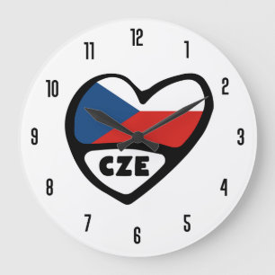 Land-koden CZE Flagga Heart Stor Klocka