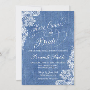 Land kommer hit med Bride Shower i denim Inbjudningar