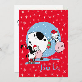 Land-kor med jultomten Helgdag Inbjudningar