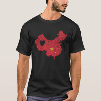 Land-kort för china med Flagga T Shirt