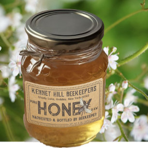 Land Kraft Grunge Farmhouse Raw Honung Label Bee Fraktsedel