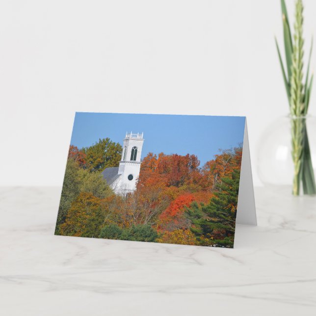 Land kyrka styreple in Autumn Note Card Kort (Framsida)