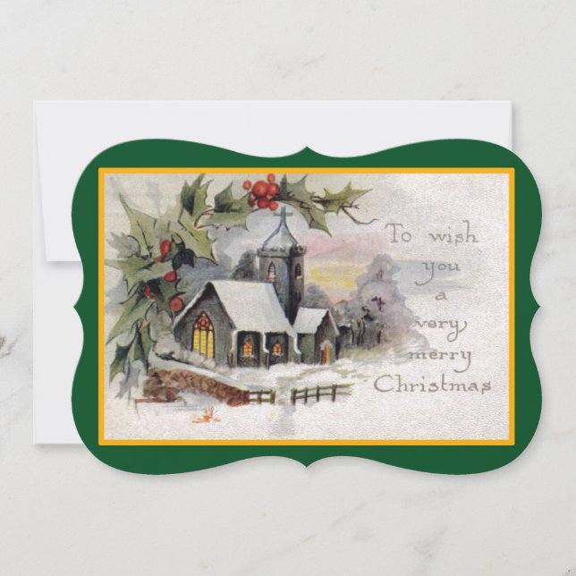 Land kyrkan Vintage Finare jul Julkort (Framsida)
