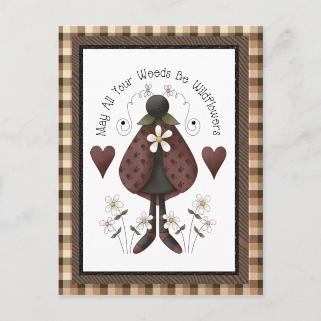 Land Ladybug tecknad roligt vycard Vykort (Framsida)