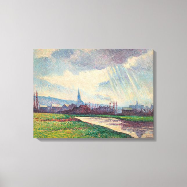Land Landskap med floden (av Maximilien Luce) Canvastryck (Framsida)