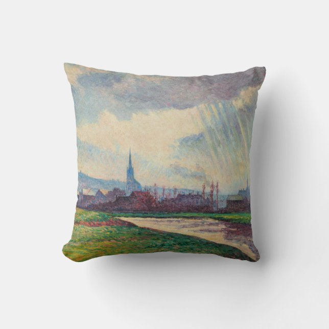 Land Landskap med floden (av Maximilien Luce) Kudde (Framsida)