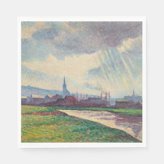 Land Landskap med floden (av Maximilien Luce) Pappersservett (Framsidan)
