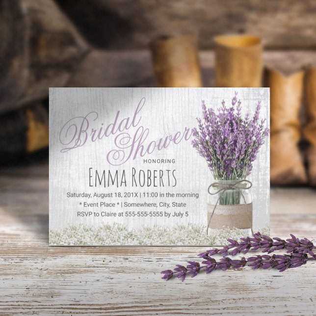 Land Lavender Blommigt Mason Burk Möhippa Inbjudningar (Skapare uppladdad)