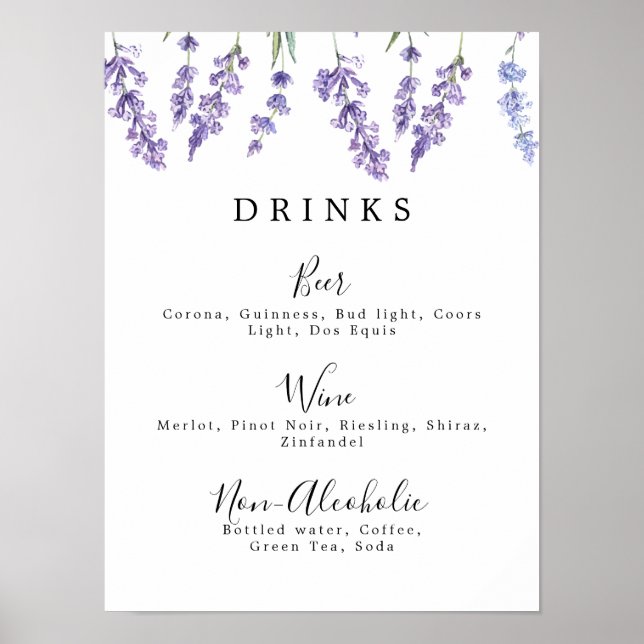 Land Lavender Drink Menu Poster (Framsidan)