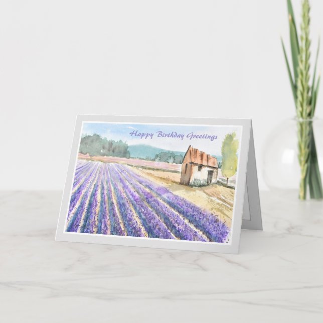 Land Lavender Fält Grattis på födelsedagen-kort Kort (Framsida)
