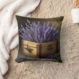 Land Lavender i en träbox Kudde