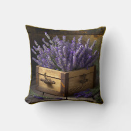 Land Lavender i en träbox Kudde