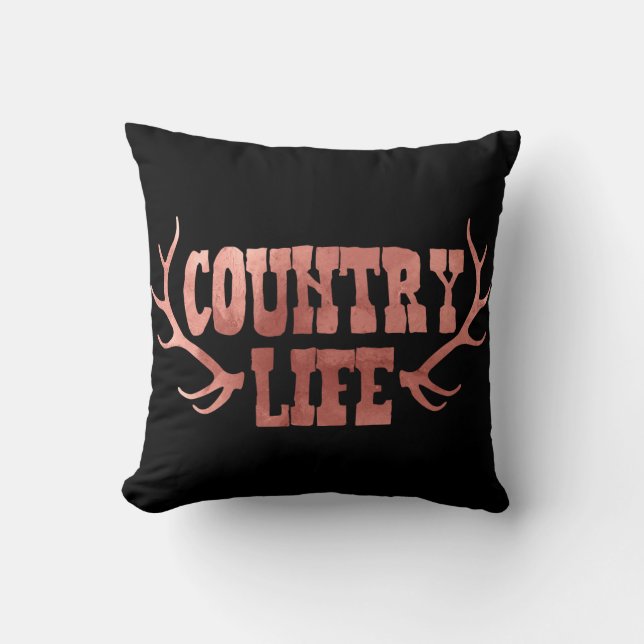 Land Life Antlers Peach Ro Guld Glam Kudde (Framsida)
