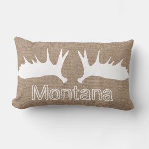 Land Light Burlap White Moose Antlers Anpassningsb Lumbarkudde