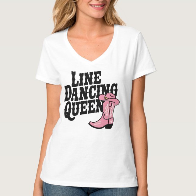 Land Line Dancing Queen Cowgirl Boots Western T Shirt (Framsida)