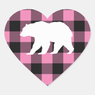 Land Mamma Bear Baby Shower Girl Rosa Hjärtformat Klistermärke