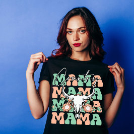 Land Mamma Cow Skull Mors dag T Shirt