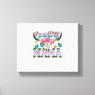 Land Mamma Retro Groovy Cow Skull Land Rodeo Canvastryck