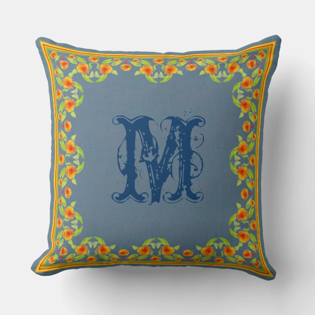 Land Marigolds Gräns Monogram Pillow, Cushion Kudde (Framsida)