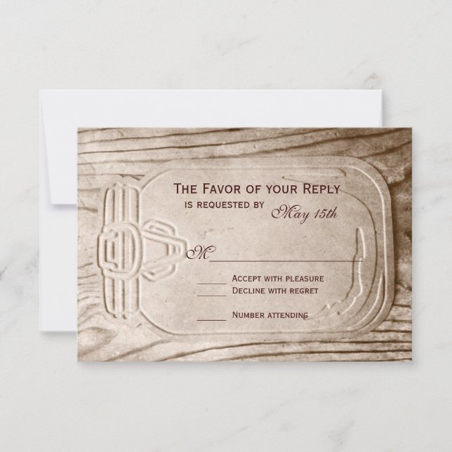 Land Mason Burk Rustic Wood Bröllop OSA Card (Framsida)