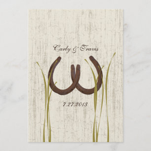 Land Meadow Rustic Horseshoes Bröllop Inbjudningar
