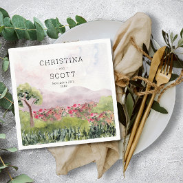Land Meadow Watercolor Personlig Bröllop Pappersservett