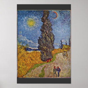 Land med cypresser av Vincent Van Gogh Poster