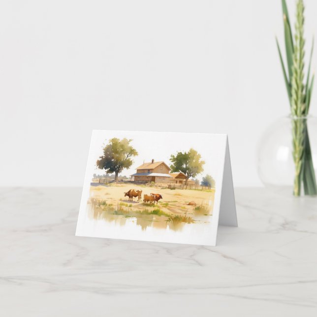 Land med Kor och Vatten Blank Hälsning Kort (Framsida)