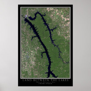 Land mellan Sjöar nationalparken Satellite Karta Poster