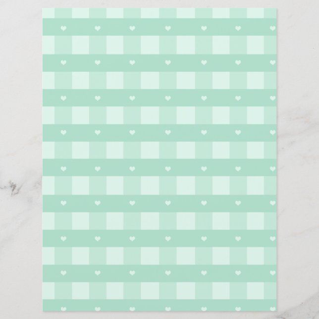 Land Mint Grönt Play Gingham Scrapbook Papper (Framsida)