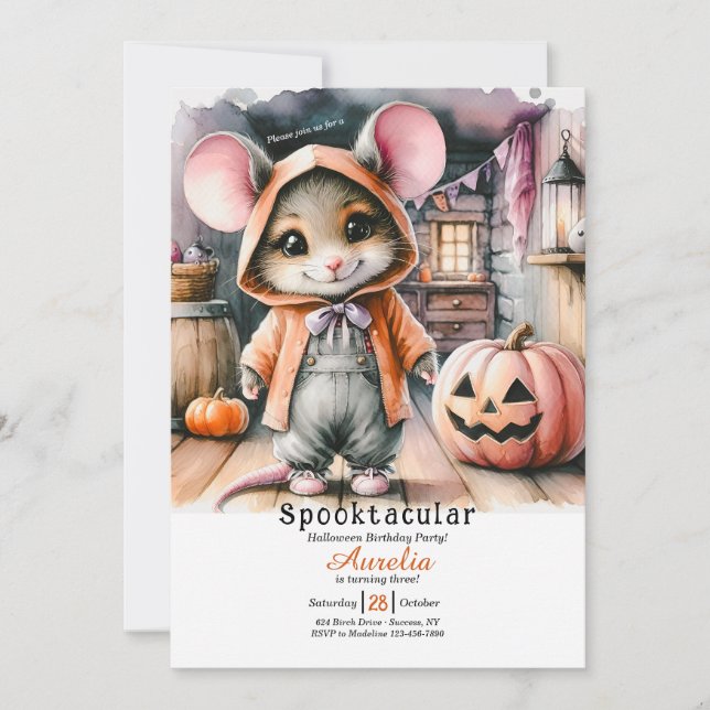 Land Mouse Halloween Inbjudningar (Framsida)