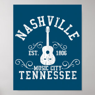 Land Music City Nashville Guitar Tennessee Poster