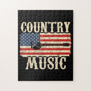 Land Music Guitar American Flagga Gift Pussel