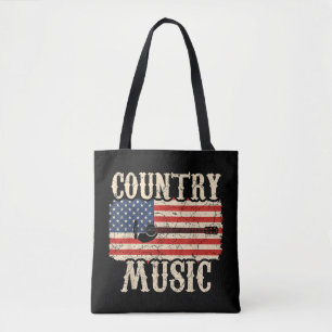 Land Music Guitar American Flagga Gift Tygkasse