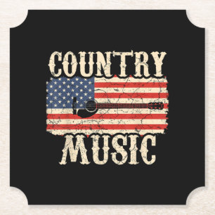 Land Music Guitar American Flagga Gift Underlägg Papper