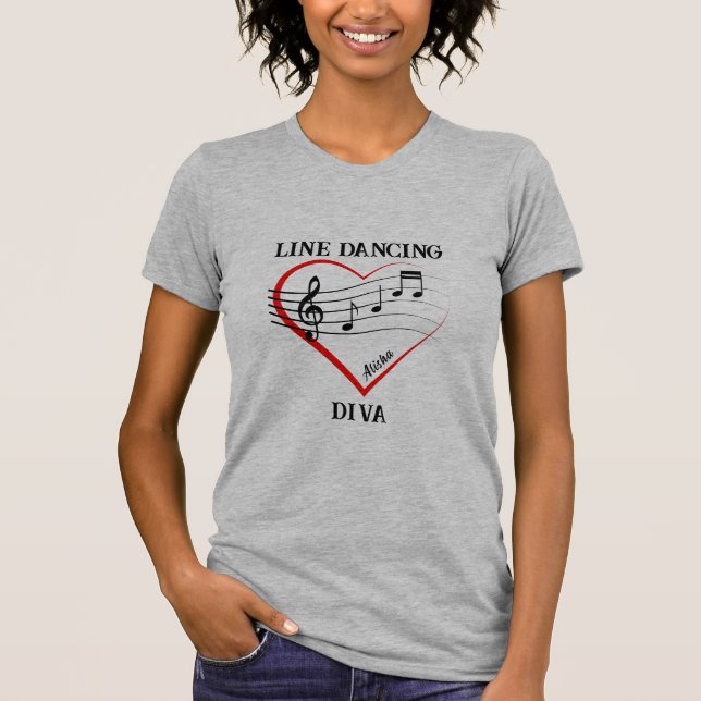 Land Music Heart Line Dancing Diva T-Shirt (Framsida)