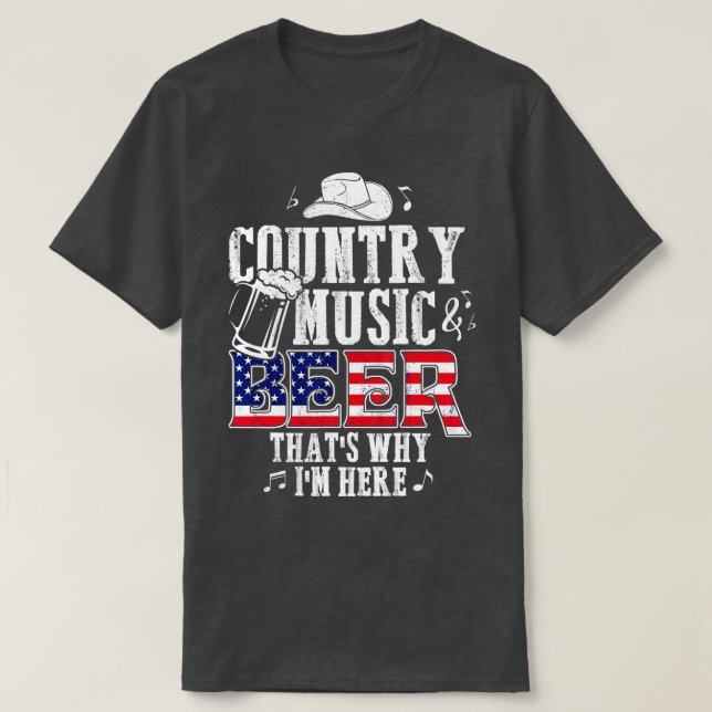 Land Music och Beer hattar varför jag är här rolig T Shirt (Design framsida)