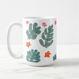 land och hav: blommor och växter av doodle mönster kaffemugg