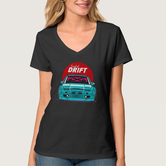 Land of Drift Japan Car Tuning T Shirt (Framsida)