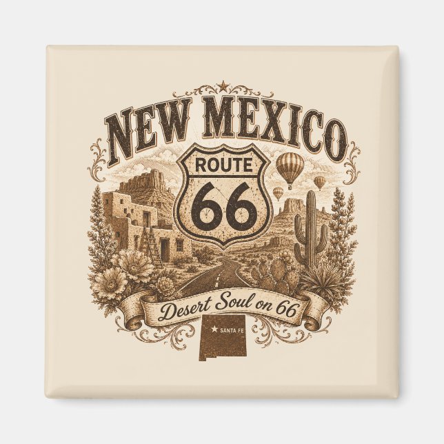 Land of Enchantment Route 66 Köksaccent Magnet (Framsidan)