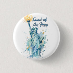 "Land of the Free - Akvarell Staty över Frihetsgud Knapp