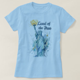 "Land of the Free - Akvarell Staty över Frihetsgud T Shirt