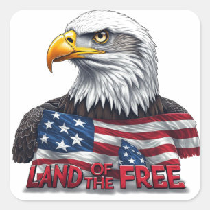 Land of the Free, amerikansk flagga patriotisk Fyrkantigt Klistermärke