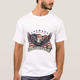 Land of the Free Amerikansk Flagga Patriotisk Örn T Shirt