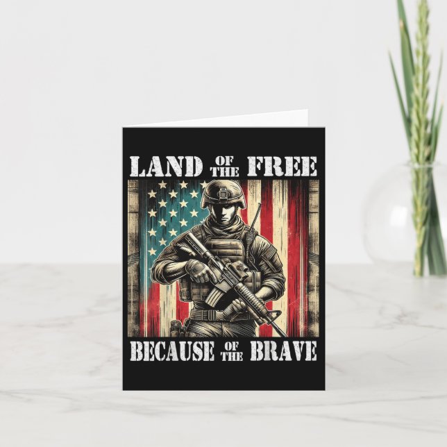 Land Of The Free Brave Military Veterans Day Minne Kort (Framsida)