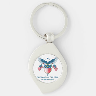 Land of the Free Eagle Metal Keychain Swirl Silverfärgad Nyckelring