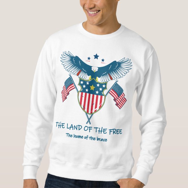 Land of the Free Eagle Sweater Lång Ärmad Tröja (Framsida)