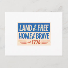Land of the Free, Home of the Brave | 4:e juli Helg Vykort