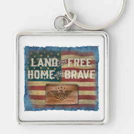Land of the Free - Keychain Fyrkantig Silverfärgad Nyckelring
