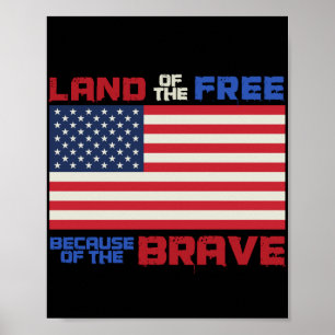 Land of the free Patriotic USA 4:e juli Poster